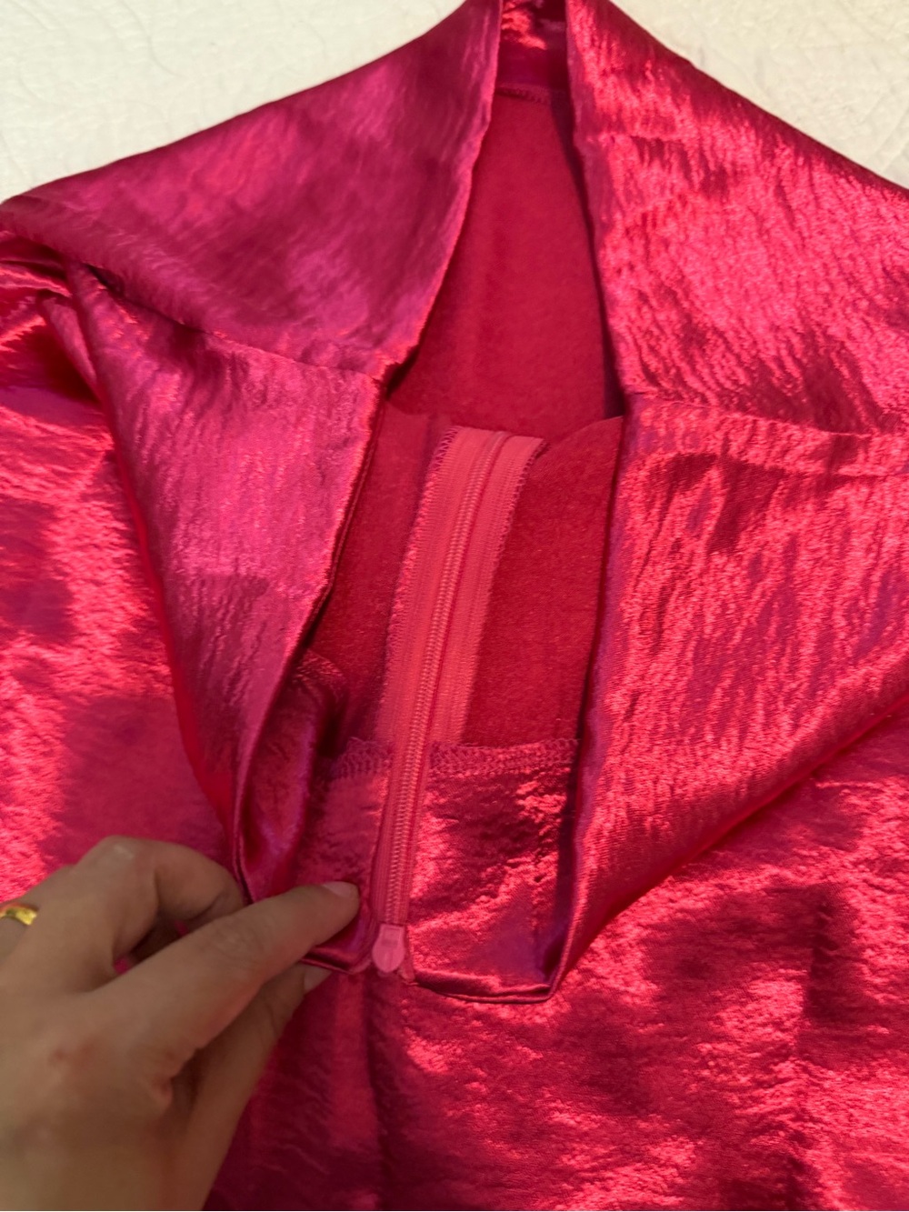 Red Satin Lace-Trim Mini Skirt - Picture 5 of 6
